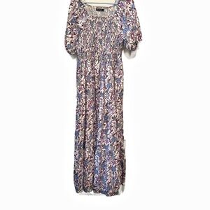 Elegant Floral Maxi Dress in Purple and Blue